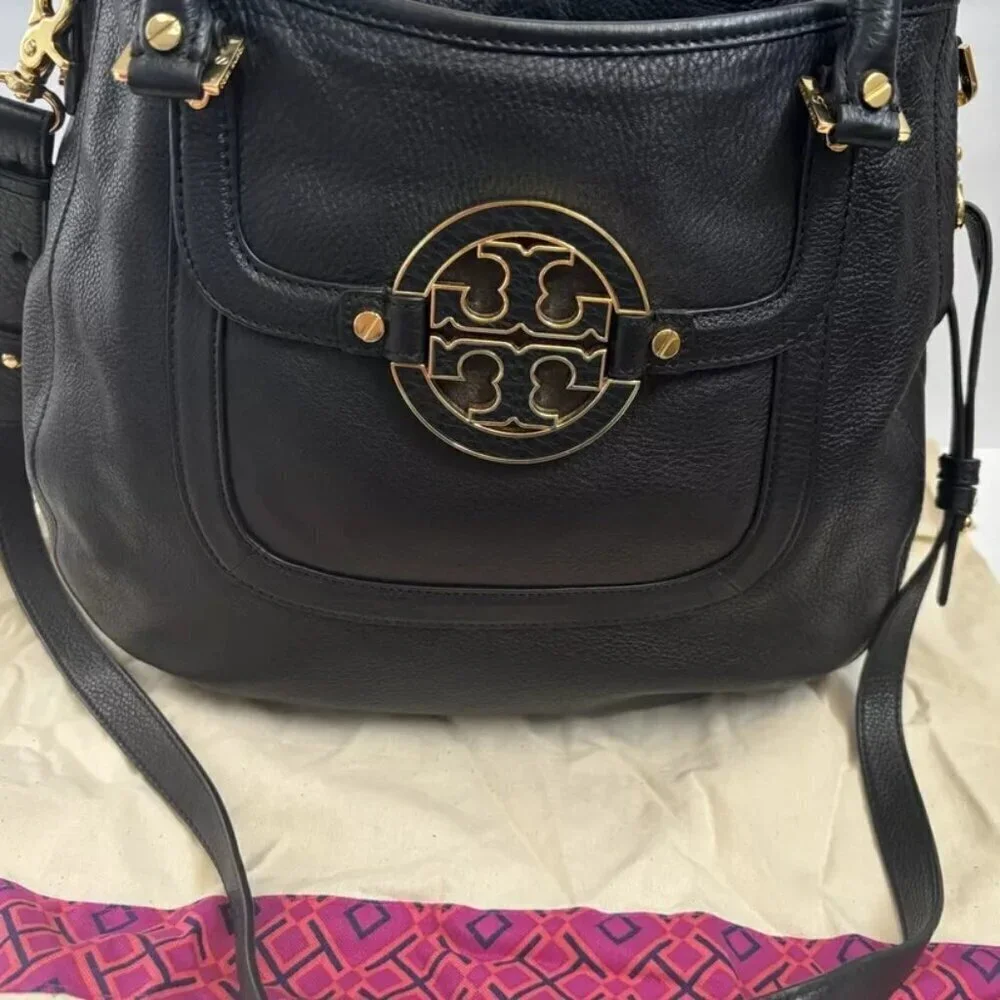 Tory Burch Handbag Satchel Crossbody Black Leather Purse Shoulderbag Tote